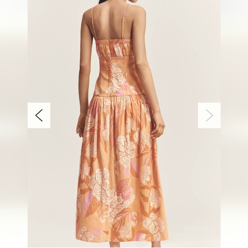 Farm Rio x Anthropologie Linen Blend Strapless Drop-Waist Maxi Dress,$265.00US - Picture 5 of 12